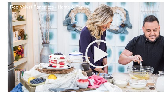 Chef Brik cooking with the host on Hallmark Home and Family